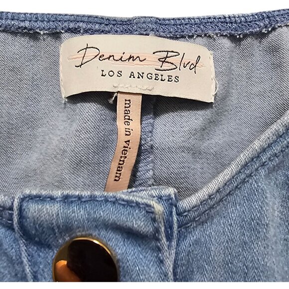 Denim Blue Womens Off-Shoulder Button-Up Bodysuit By Denim Blvd - Size S - Picture 3 of 10